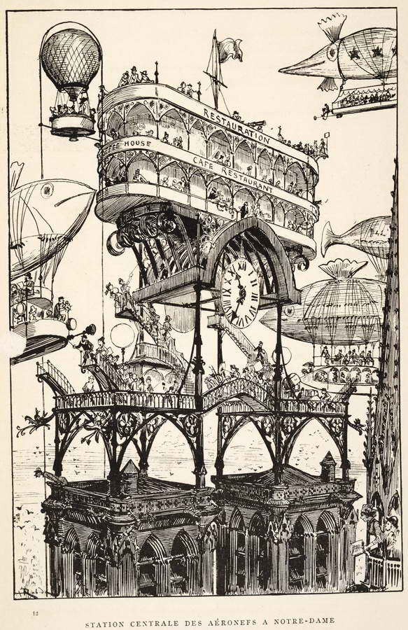 11 -Revoir-Paris Station centrale aeronefs Notre-Dame, Albert-Robida